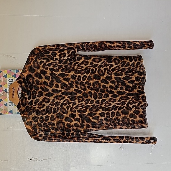 Elite Collection Women's See-Through Top Longsleeve Shirt Brown Size Large - Picture 6 of 6